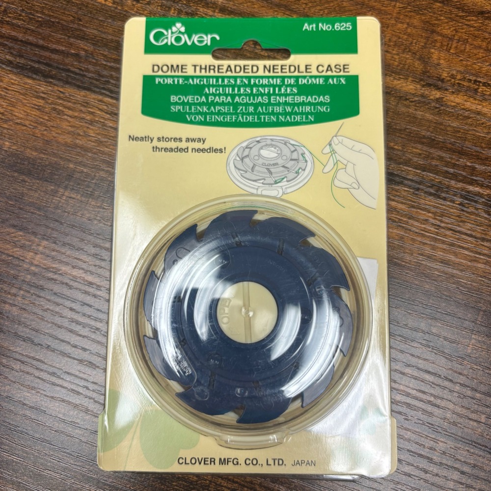 Clover Dome Threaded Needle Case Art No 625 Sewing Quilting Storage Navy Blue